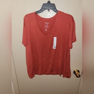 Nine West Soft Spun Rustic Orange V Neck Buttery Soft Blouse Womens XXL NWT